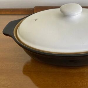 MC Mid-Century Denby Pottery Black & White Lidded Casserole